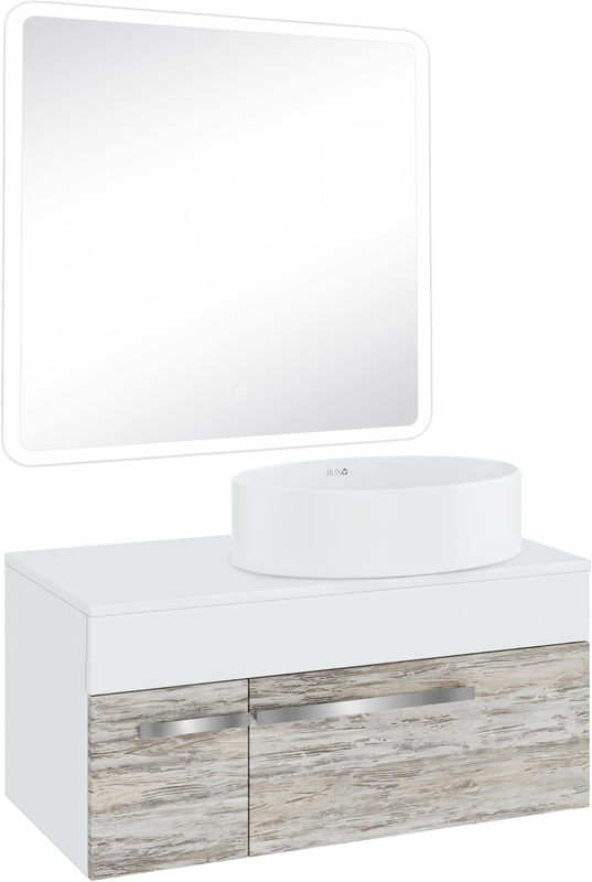 Мебель для ванной комнаты Runo Вудлайн 85 скандинавский дуб, раковина Ovale 50