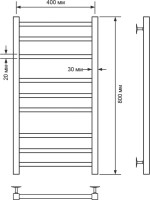 Полотенцесушитель водяной Comfysan Pioli-K W-8 80х40 80x45 см, хром, лесенка