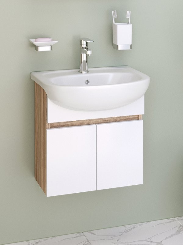 Тумба под раковину без столешницы Runo Лада 60 подвесная, блэквуд, белая