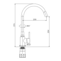 Смеситель для кухни Splenka S201.4406.06, черный