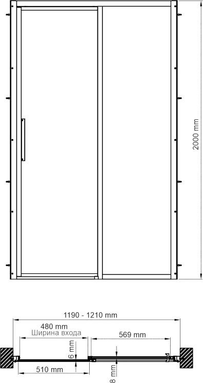 Душевая дверь в нишу Wasserkraft Lopau 32S 05R 120 см, R