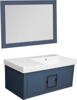 Мебель для ванной комнаты La Fenice Cubo 90 R синяя, ручка черная