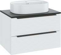 Тумба с раковиной Runo Орлеан 70 белая матовая, черная, раковина Nuovo 50