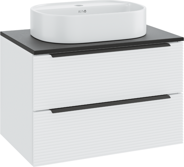 Тумба с раковиной Runo Орлеан 70 белая матовая, черная, раковина Nuovo 50