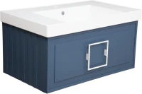 Мебель для ванной комнаты La Fenice Cubo 80 синяя, ручка белая