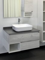 Тумба с раковиной Comforty Прага 90 подвесная, белый дуб, с раковиной T-Y9378