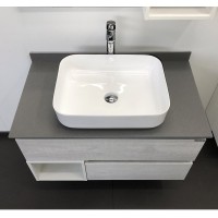 Тумба с раковиной Comforty Прага 90 подвесная, белый дуб, с раковиной T-Y9378