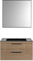 Мебель для ванной комнаты Vincea Chiara 2D 80, 2 ящика, натуральный дуб, с серой раковиной