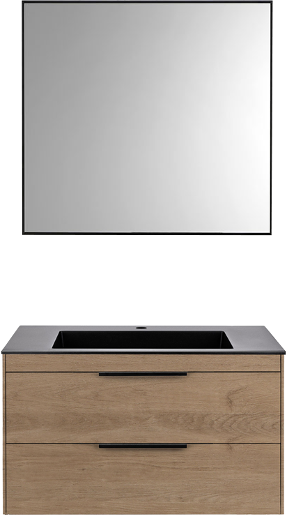 Мебель для ванной комнаты Vincea Chiara 2D 80, 2 ящика, натуральный дуб, с серой раковиной