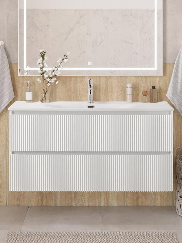 Тумба под раковину без столешницы BelBagno Uno 120 подвесная, 2 ящика, bianco opaco