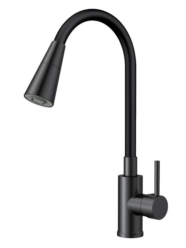 ESKO. Смеситель для кухни с гибким изливом, кран кухонный черный, гарантия 10 лет