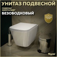 Унитаз подвесной Teymi Helmi Vortex T40303 с микрофлитом, безободковый, белый