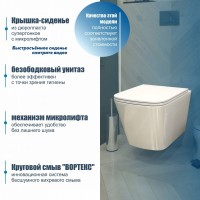 Унитаз подвесной Teymi Helmi Vortex T40303 с микрофлитом, безободковый, белый