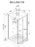Душевая кабина Ceruttispa Bella 90B без крыши, 90х90 см