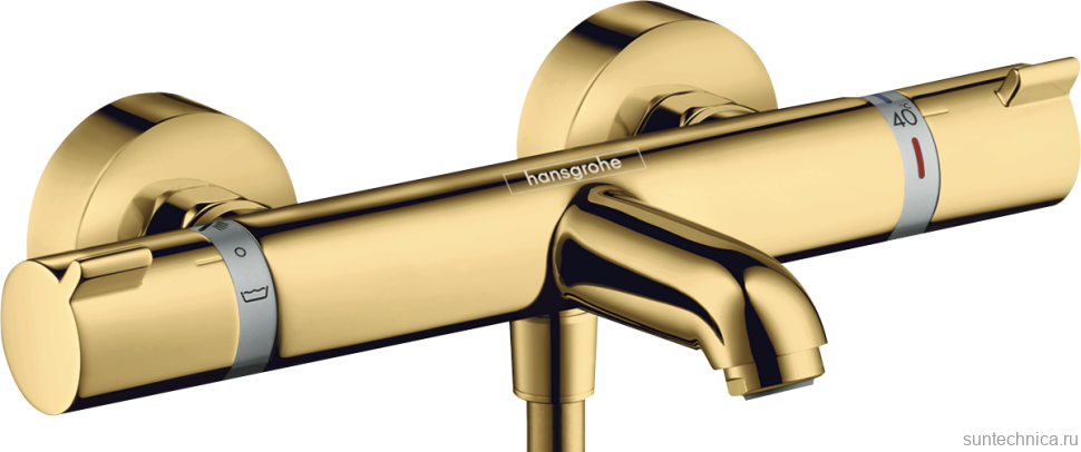 Термостатический смеситель Hansgrohe Ecostat Comfort 13114990 для ванны с душем, полированное золото