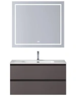 Мебель для ванной комнаты BelBagno Kraft 100 подвесная, матовая темно-серая, раковина bb1000etl