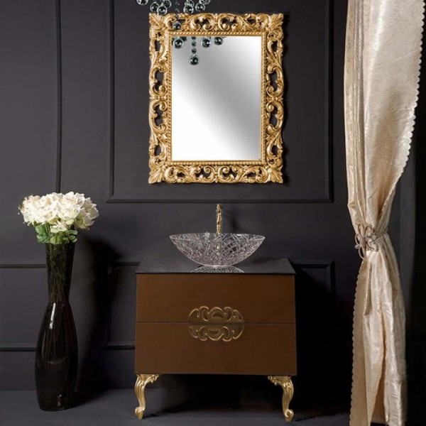 Мебель для ванной комнаты Armadi Art NeoArt 80 шоколад с ручками Ajur золото, с ножками