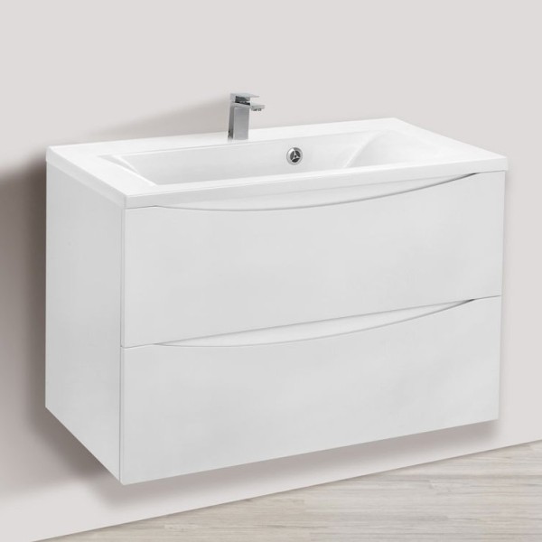 Тумба под раковину Vincea Mia 75, подвесная, белая глянцевая