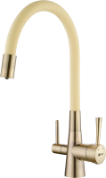 Комплект Мойка Lemark Imandra 640 9910020 бежевая + Смеситель Comfort LM3075B-Beige с гибким изливом, бронза, бежевый
