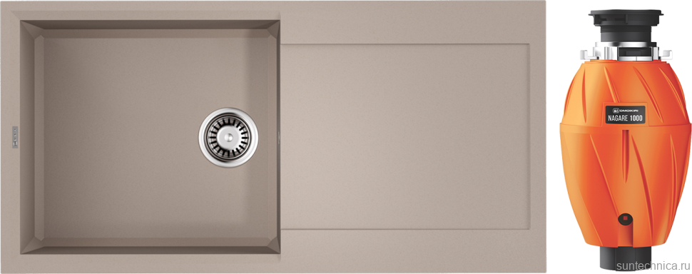 Комплект Мойка Omoikiri Sakaime 100-SA бежевая + Измельчитель Nagare 1000