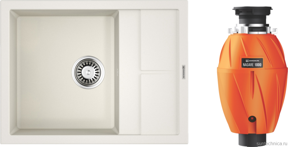 Комплект Мойка Omoikiri Sumi 65 белая + Измельчитель Nagare 1000