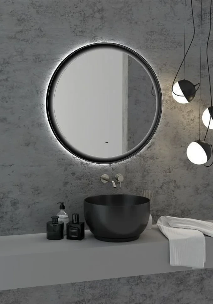 Зеркало круглое Art&Max Napoli 80 черное