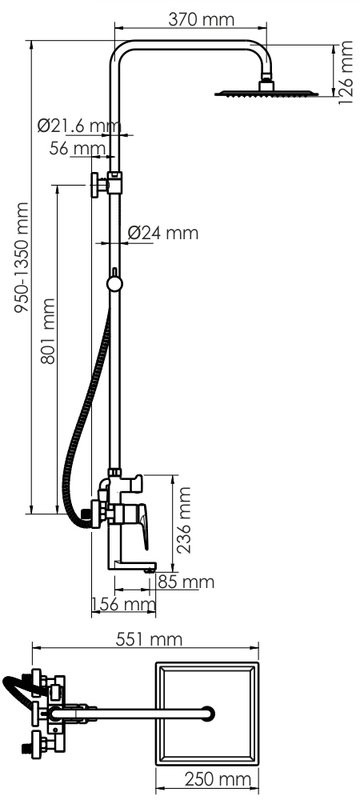 Душевая стойка Wasserkraft Glan A16701