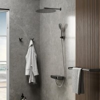 Термостатический смеситель Wasserkraft Elbe 7499 Thermo для ванны с душем, черный, хром