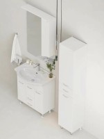 Шкаф-пенал для ванной Onika Модерн 36 левый с бельевой корзиной, белый