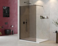 Душевая перегородка Cezares Liberta -L-1-110-120-BR-NERO профиль черный, стекло бронза