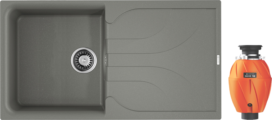 Комплект Мойка Omoikiri Yasugata 100-GR leningrad grey + Измельчитель Nagare 750