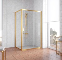 Душевой уголок Vegas Glass ZP+ZPV 100*90 09 01 профиль золото, стекло прозрачное