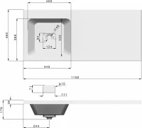 Тумба с раковиной Emmy Милли 110 L, под стиральную машину, белая