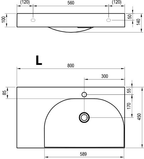 Тумба с раковиной Ravak Lite SD 80 L матовая черная