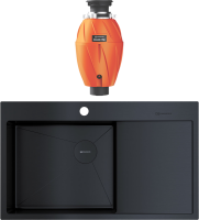 Комплект Мойка Omoikiri Akisame 86-L Side-GB графит + Измельчитель Nagare 750