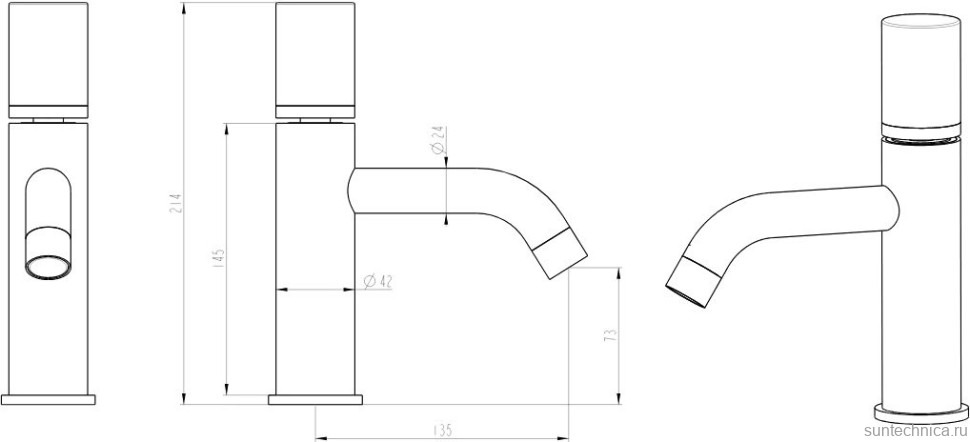 Смеситель для раковины Boheme Stick 121-B-MR-B черный, черный мрамор