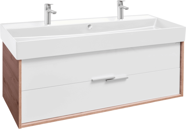 Тумба с раковиной Jacob Delafon Vivienne 120 дуб давос, белая блестящая, раковина белая