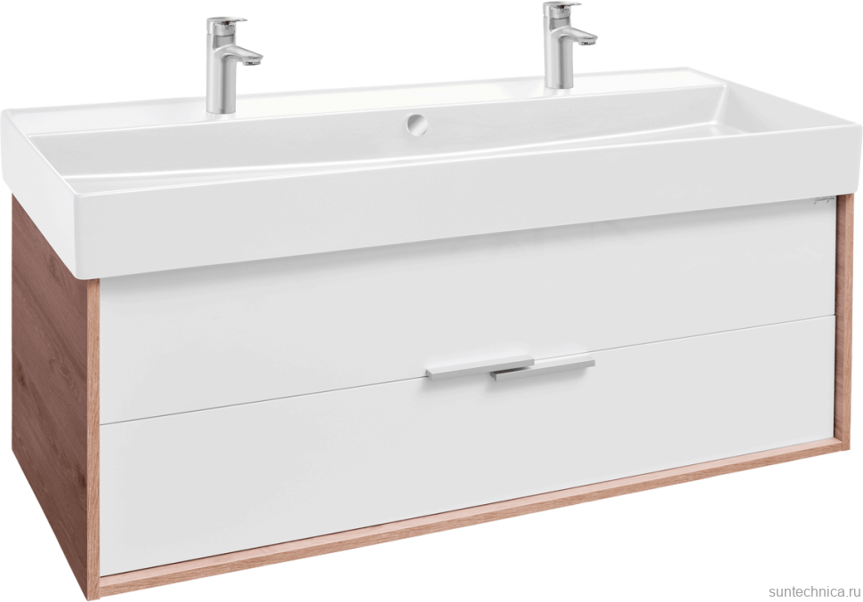 Тумба с раковиной Jacob Delafon Vivienne 120 дуб давос, белая блестящая, раковина белая