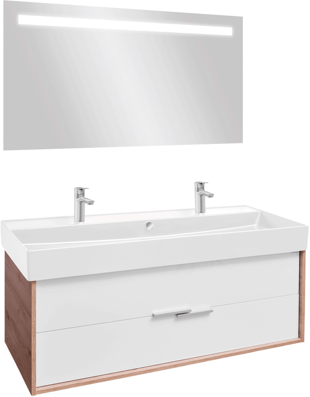 Тумба с раковиной Jacob Delafon Vivienne 120 дуб давос, белая блестящая, раковина белая