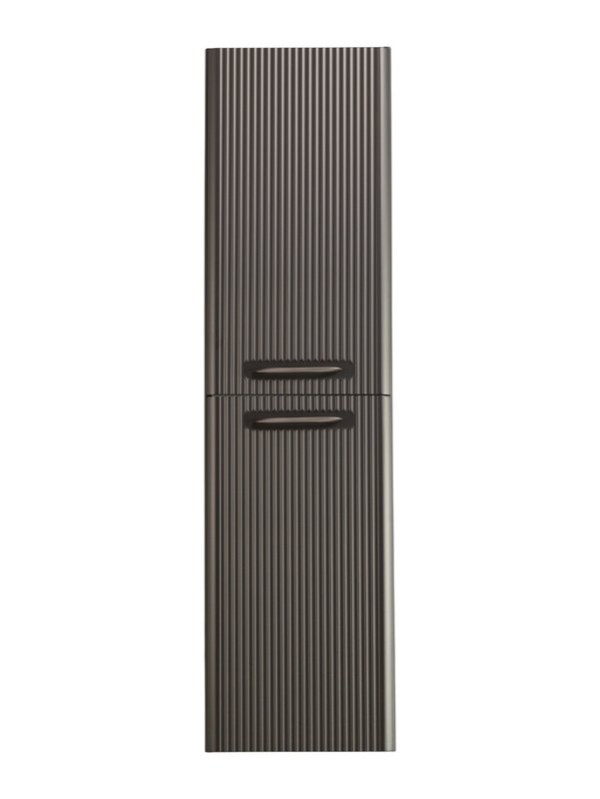 Шкаф-пенал для ванной BelBagno Due 40 подвесной, ручки сатиновый никель, оружейная сталь