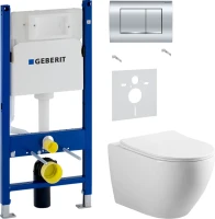 Комплект Унитаз подвесной Vincea Esse + Звукоизоляция Geberit + Инсталляция Duofix Delta 458.163.21.1 с кнопкой смыва, хром