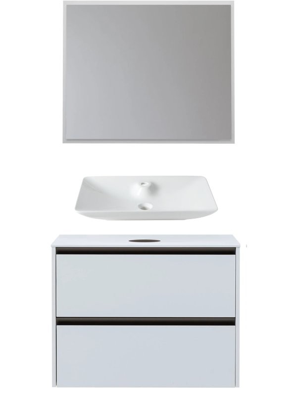 Мебель для ванной комнаты Allen Brau Activity 90 с подсветкой, матовый белый, олива браш, столешница белая, раковина Fantasy Y 64x40, белая