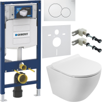 Комплект Унитаз подвесной BelBagno Sfera-r BB046CH-TOR безободковый + Крышка Piano BB2111SC с микролифтом + Инсталляция Geberit Duofix UP 320 111.300.00.5 + Кнопка Sigma 01 115.770.11.5 белая + Крепления 111.815.00.1 к стене + Звукоизоляция