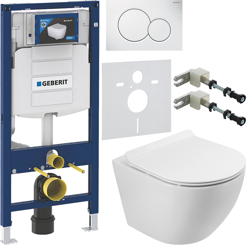 Комплект Унитаз подвесной BelBagno Sfera-r BB046CH-TOR безободковый + Крышка Piano BB2111SC с микролифтом + Инсталляция Geberit Duofix UP 320 111.300.00.5 + Кнопка Sigma 01 115.770.11.5 белая + Крепления 111.815.00.1 к стене + Звукоизоляция