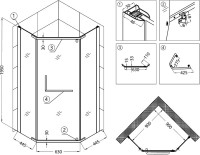 Душевой уголок RGW Passage PA-081B 90х90, профиль черный, стекло прозрачное