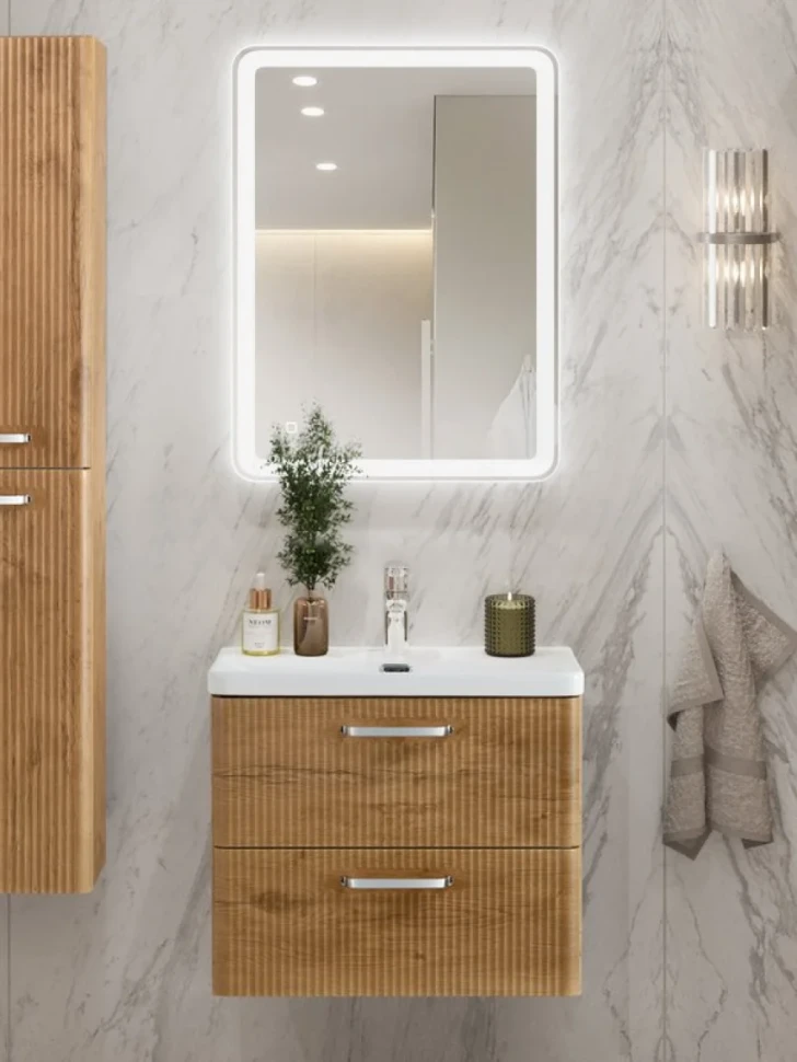 Тумба с раковиной BelBagno Due 50 ручки хром полированный, rovere nature