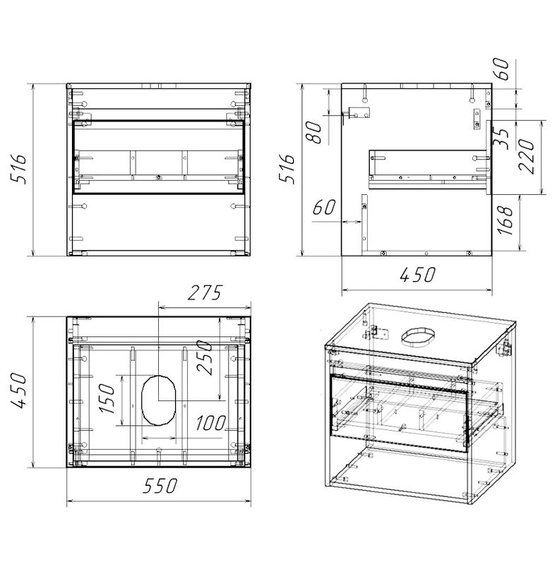 Тумба с раковиной Teymi Ritta 55 дуб эврика, матовая белая, раковина Iva 46