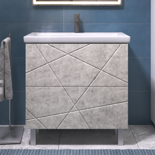 Тумба с раковиной Vigo Geometry 80 напольная, бетон, раковина Como 80