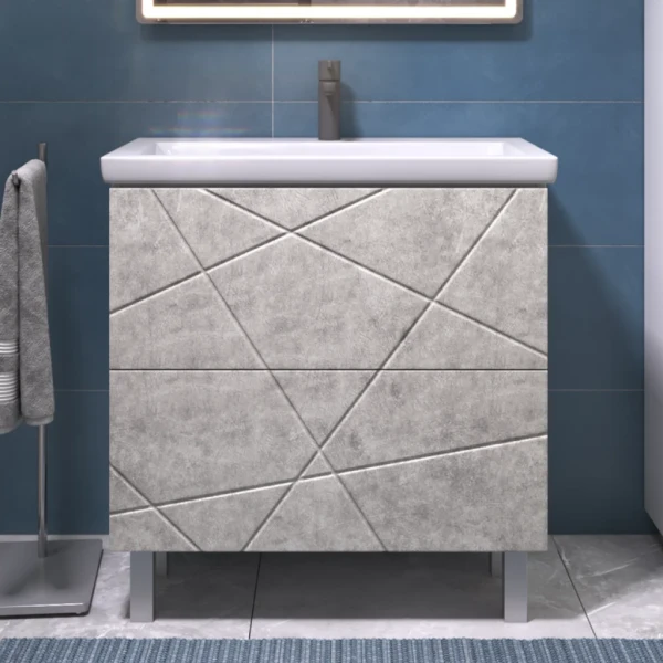 Тумба с раковиной Vigo Geometry 80 напольная, бетон, раковина Como 80
