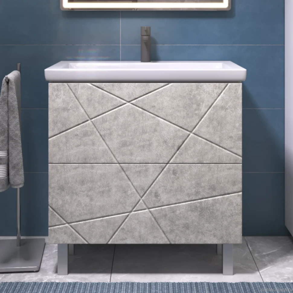 Тумба с раковиной Vigo Geometry 80 напольная, бетон, раковина Como 80
